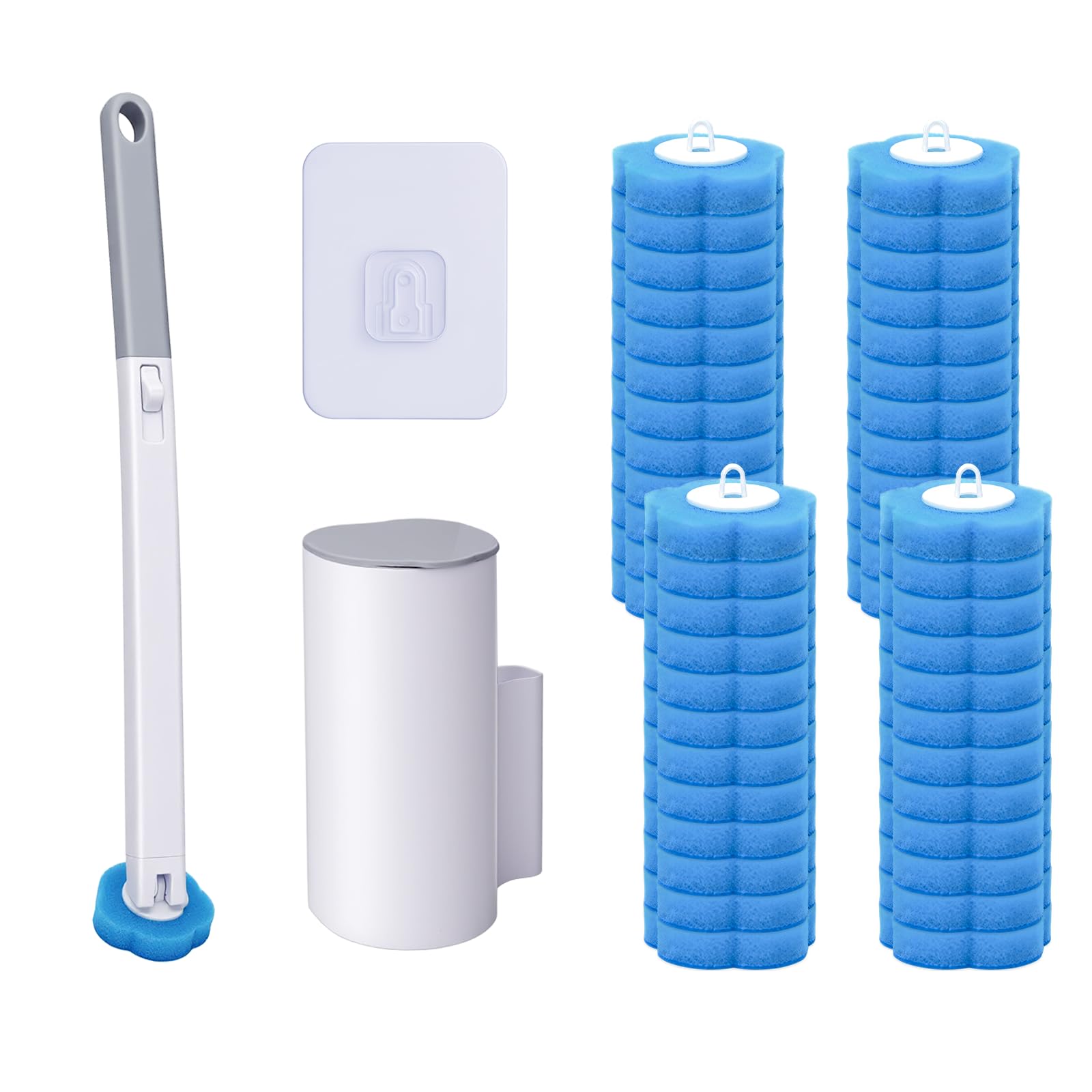 OWLKELA Disposable Toilet Brush with Holders, 48 Refills 1 Pack