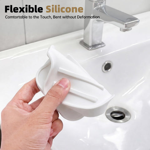 Gurwen 2 Pcs Silicone Soap Dish with Drainage for Bathroom, White