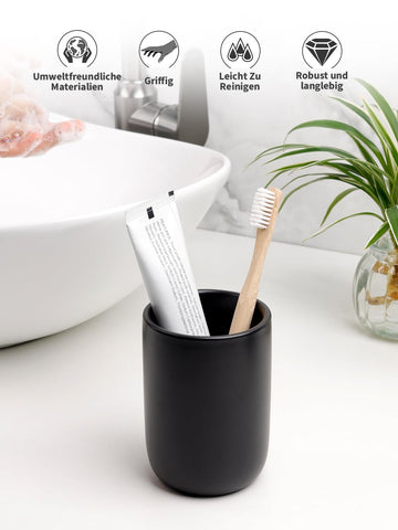 BosilunLife Toothbrush Holders for Bathroom Countertop, 320ml/11Oz Reusable Ceramic Toothbrush Holders Cup for Toothbrush and Toothpaste