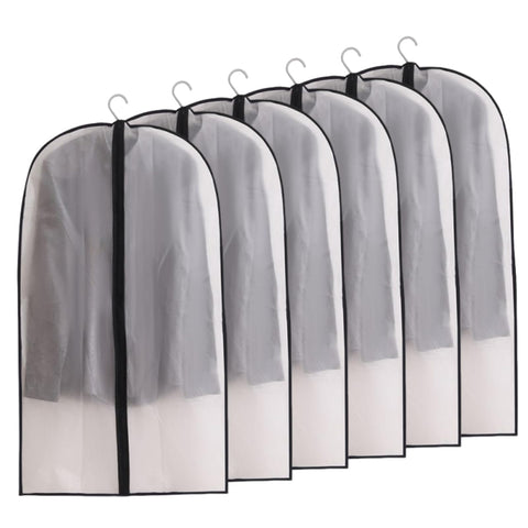 6 Pack Translucent Waterproof Garment Bags, Dust‑Moth Proof 60×100cm