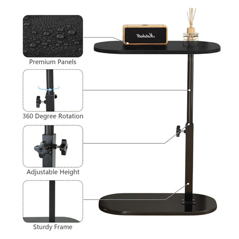 SHEBUYLLI Small Side Table, C Shaped Bed Side Table for Living Room Bedroom
