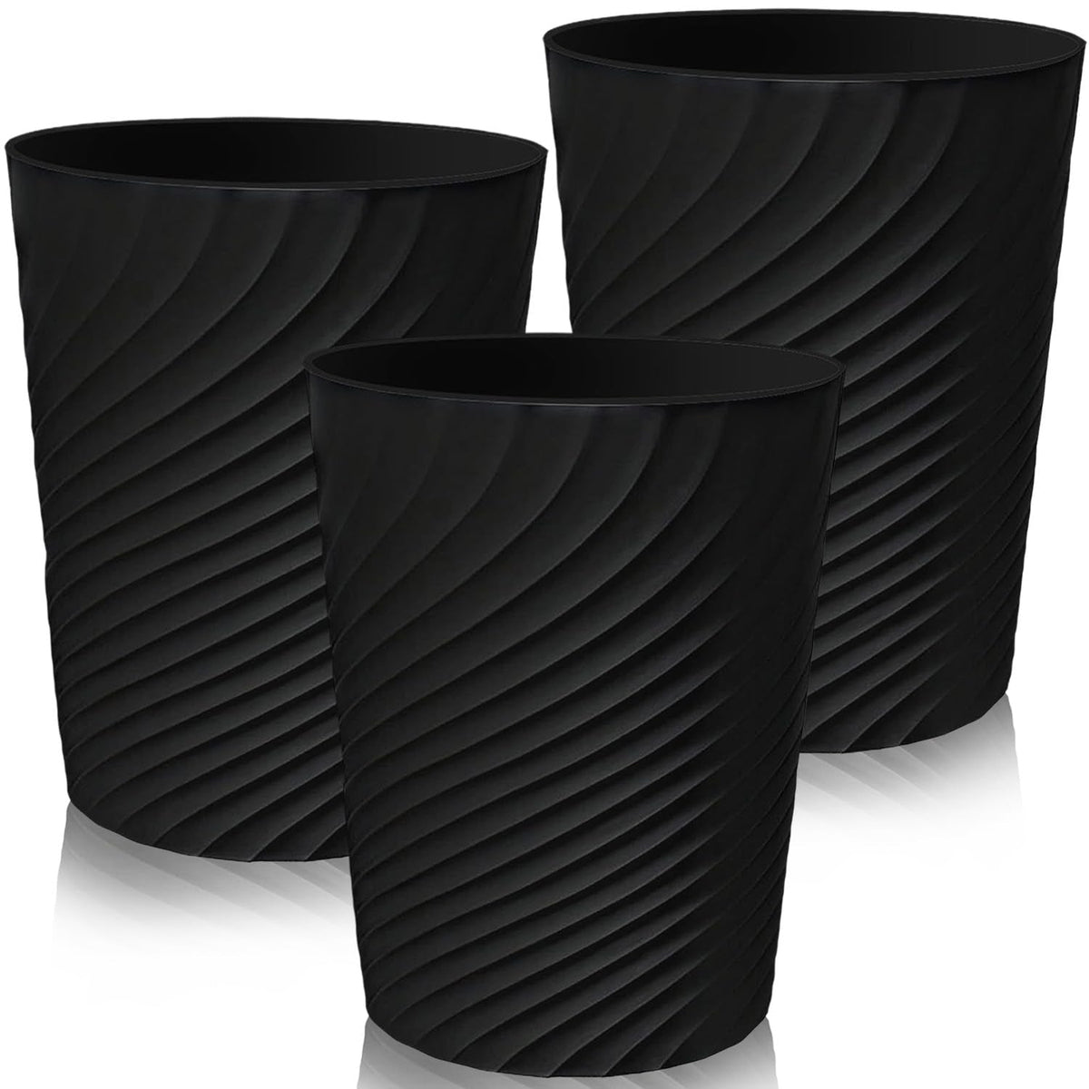 Xtrillogen 3PCS Plastic Waste Paper Bin,8L Small Bin with Threaded Texture,Slim Round Rubbish Waste Paper Basket,Trash Can for