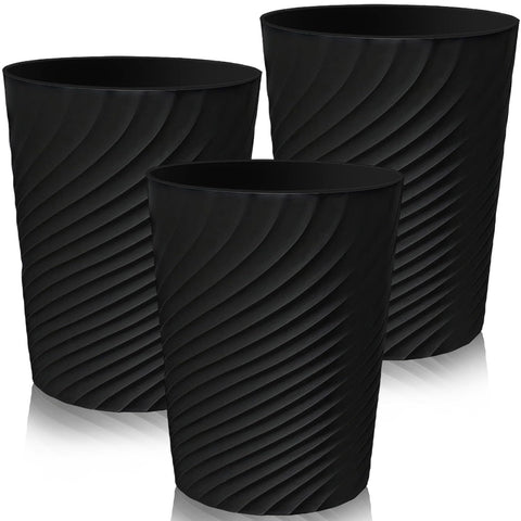 Xtrillogen 3PCS Plastic Waste Paper Bin,8L Small Bin with Threaded Texture,Slim Round Rubbish Waste Paper Basket,Trash Can for