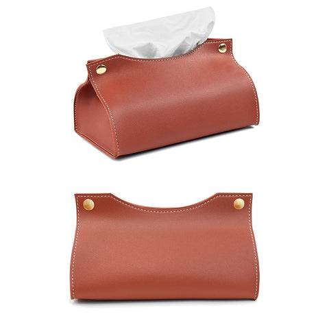 CHENGZI Tissue Box Holder, PU Leather Tissue Box Cover Holder Organizer for Home and Car