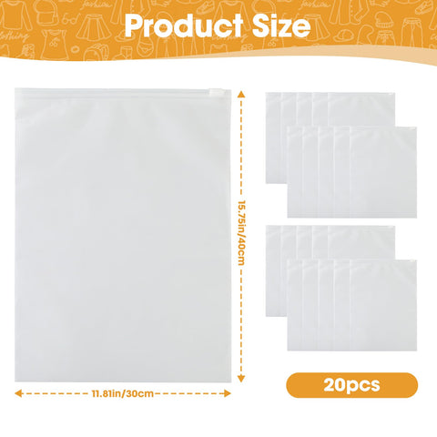20 Pcs Reusable Ziplock Bags for Clothes 40x30cm Large Travel Zip Lock Bags Waterproof Luggage Organiser for Clothes Shoe Offices Supplies Cosmetics