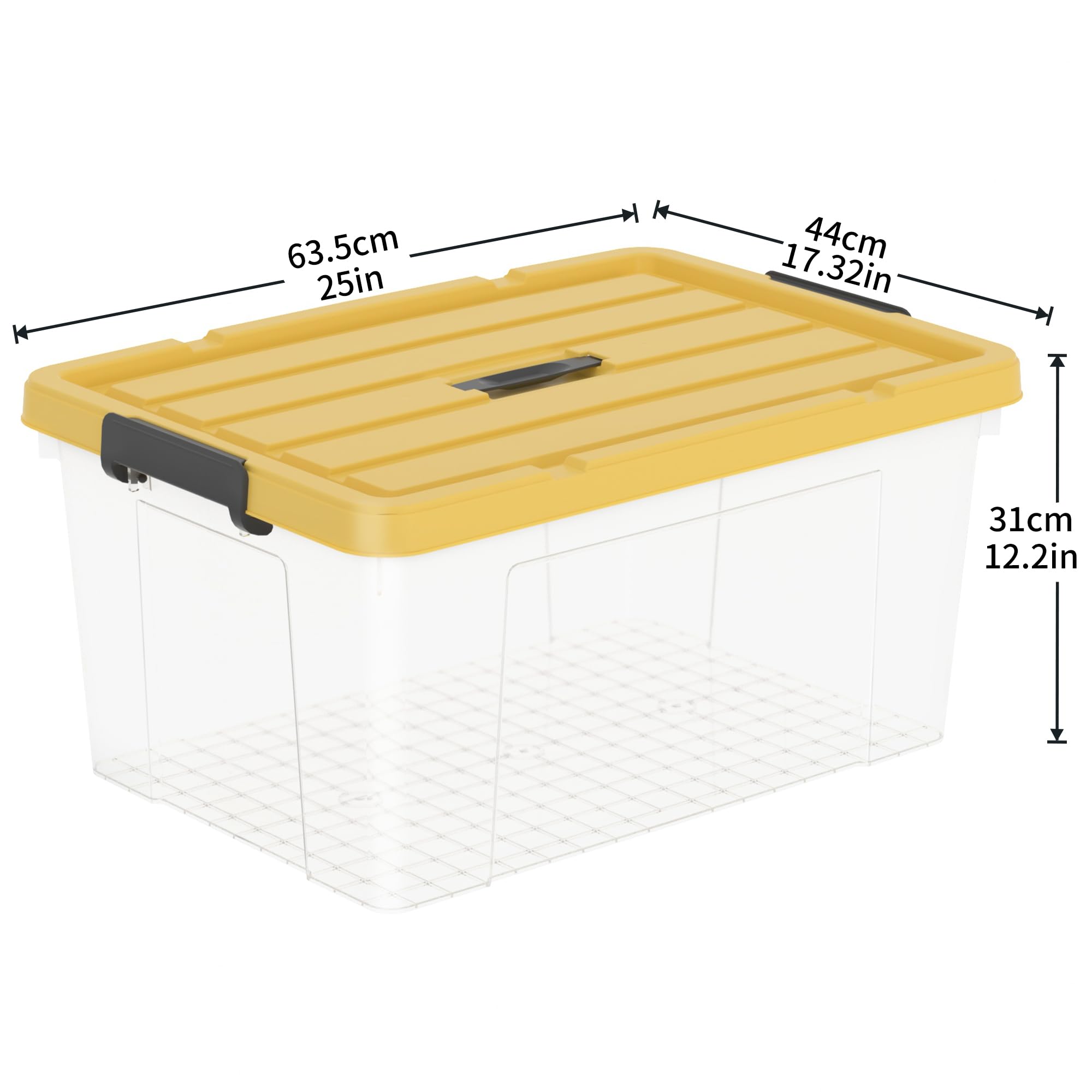 Cetomo 65L*3 Storage Boxes, Carry Plastic Storage Box with Lids, Organizing Container with Handle and Latching Buckles, Stackable, Nestable