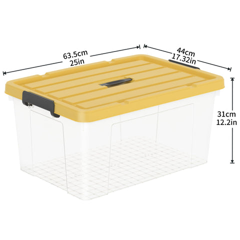 Cetomo 65L*3 Storage Boxes, Carry Plastic Storage Box with Lids, Organizing Container with Handle and Latching Buckles, Stackable, Nestable