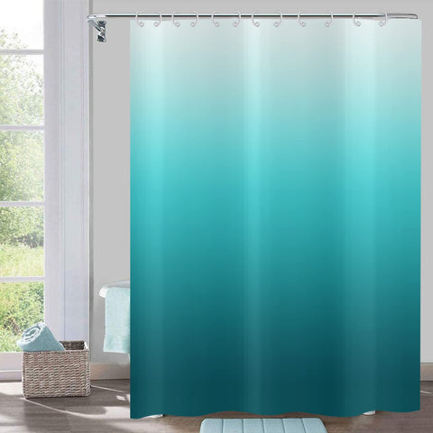 Hnmdmyi Teal Blue Shower Curtain 90x180, Aqua Ocean Abstract Turquoise Ombre Modern Bathroom Curtains with Hooks Waterproof Polyester Fabric Washable