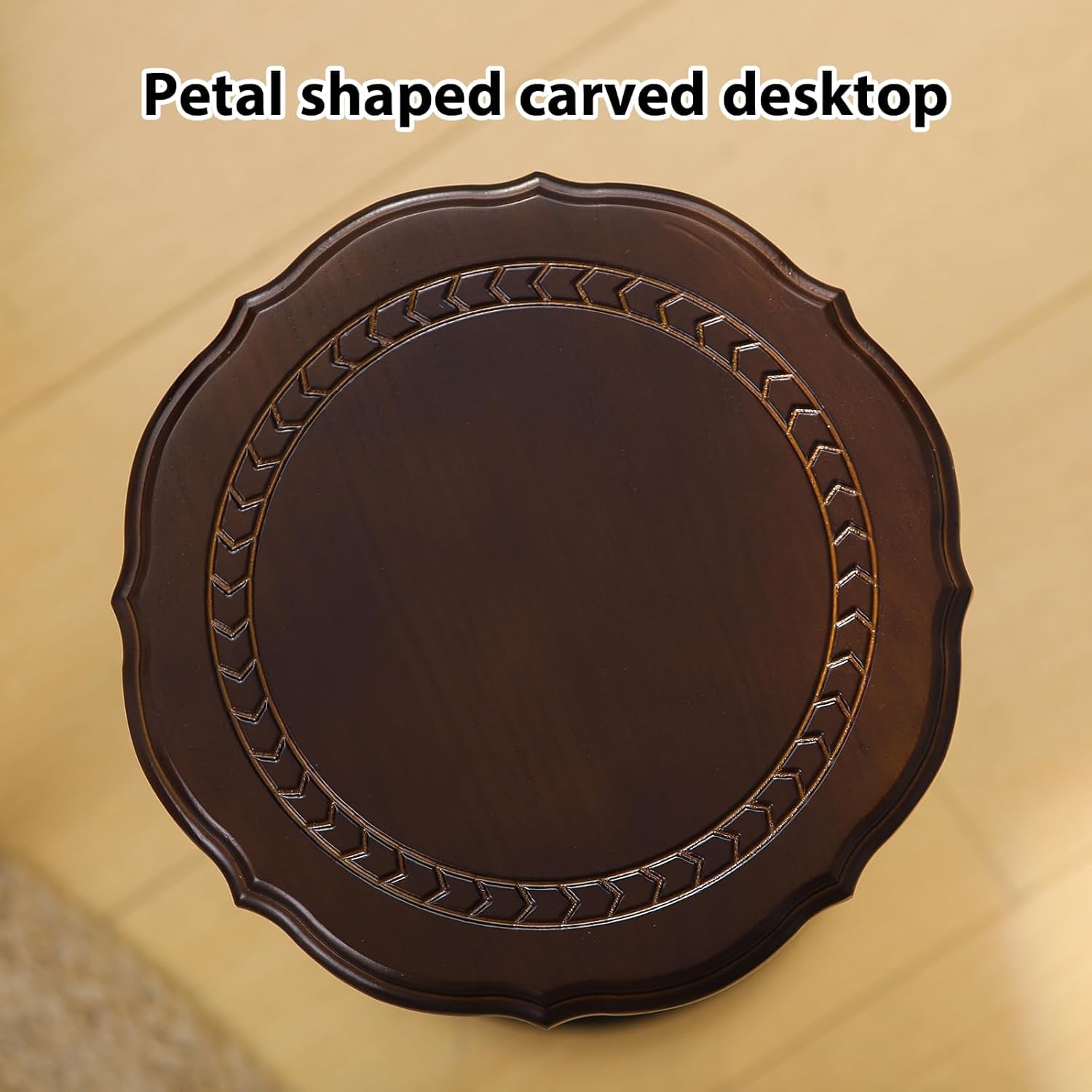 HuiDao 100% Solid Wood Round Side Table, Small Drink Table for Small Spaces, Modern End Table Accent Nightstand for Bedroom, Living Room