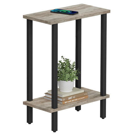 TUTOTAK Small Side Table, Narrow End Table, Skinny Sofa Table, Slim Nightstand, Living Room, Bed Room, Greige TB01BG062EU