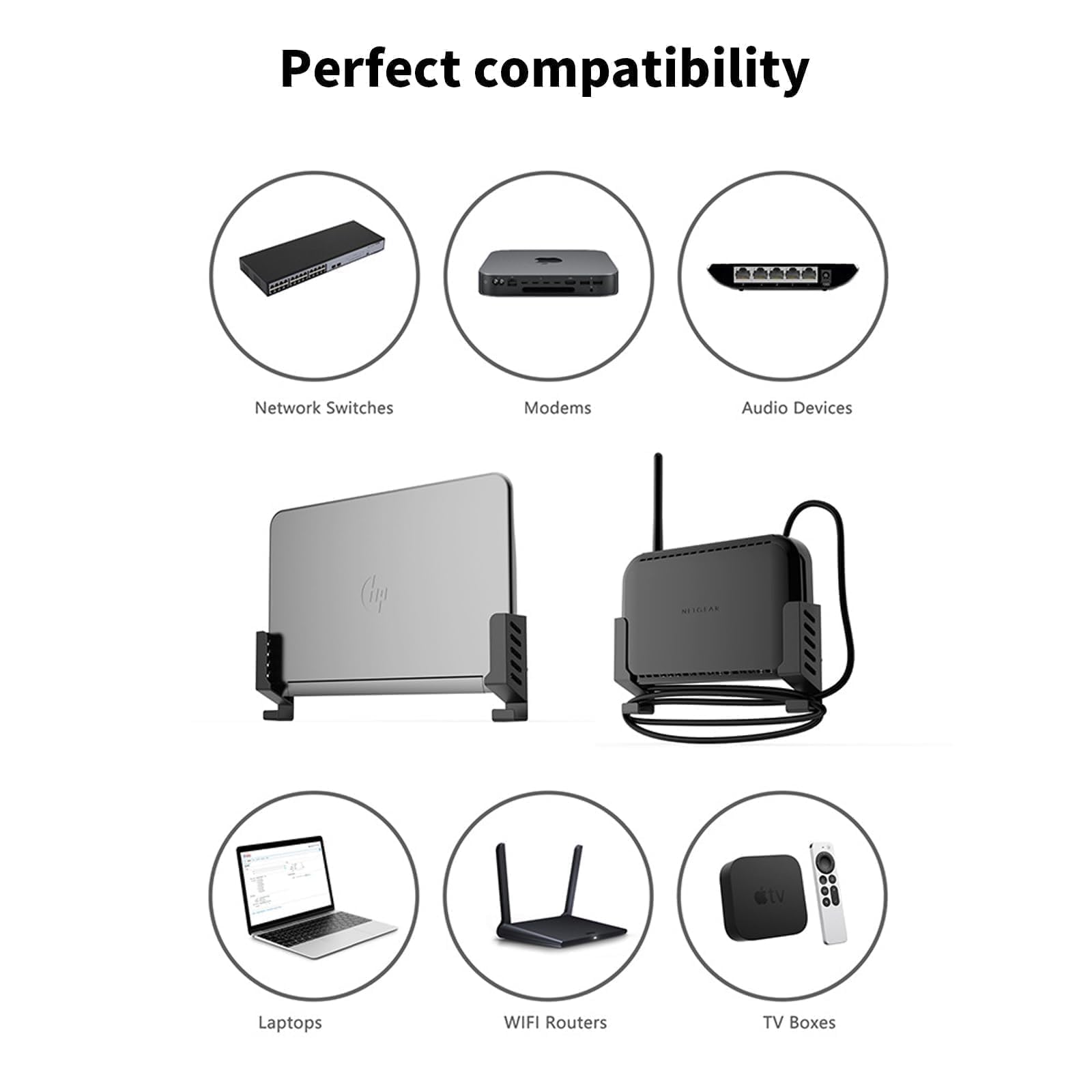 GIONAR Universal Wall Mount, Router Shelf, Router Wall Mount, for Routers, TV Box, Network Switches, Modems, Laptop, Books, Compatible with TP-Link