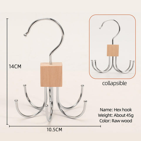 360° Swivel Belt Hanger for Wardrobe, Tie Rack Hanger for Men with 6 Hooks, Belt Storage Organiser, Tie hanger storage for Gloves, Scarves, Handbags