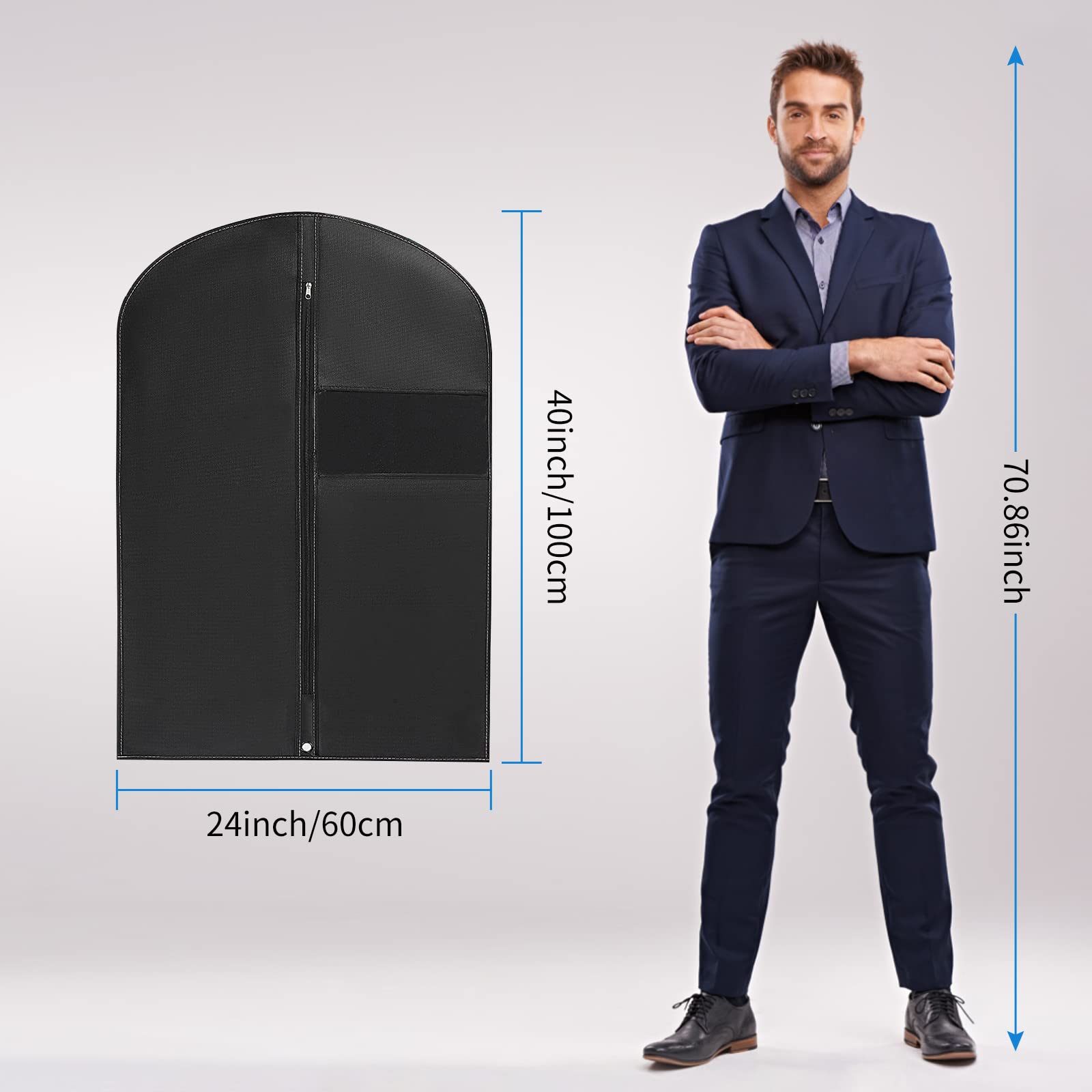 WAORZMK Suit Cover Bags for Men, 5 PCS 24x40in Dustproof Garment Bags