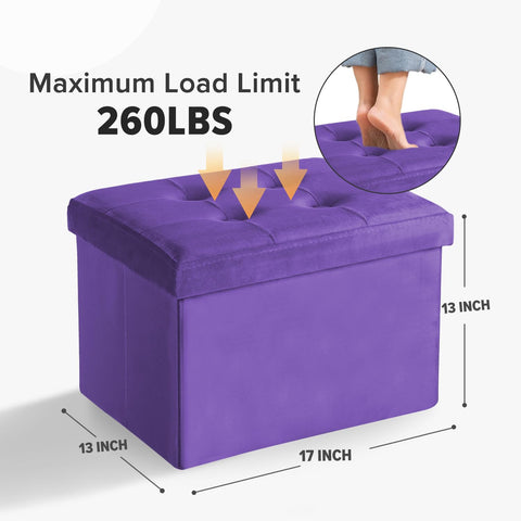 LINMAGCO Storage Ottoman Folding Foot Stool Velvet Ottoman Foot Rest with Padded Modern Ottoman with Storage for Living Room Puppy Step Stool