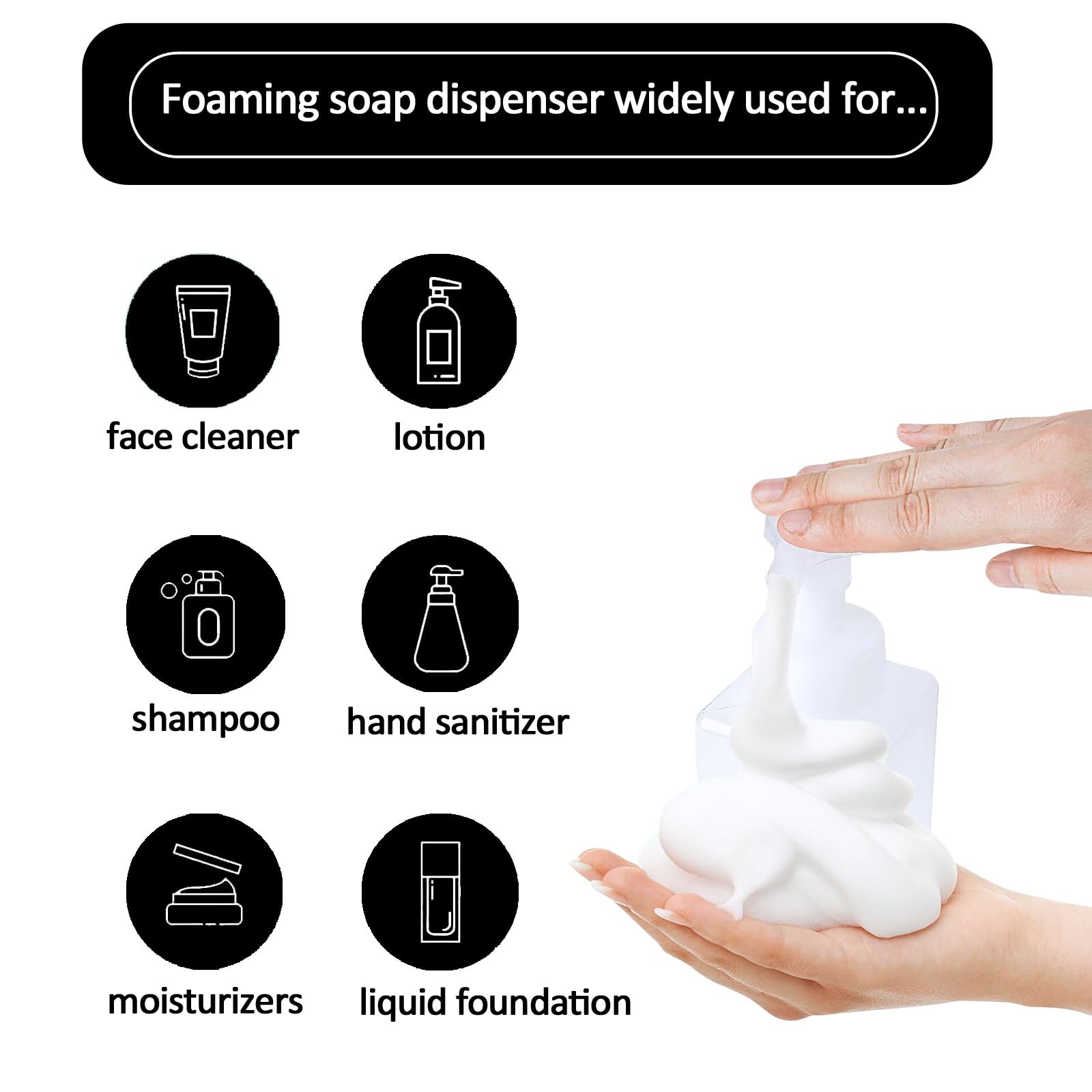 Apstaqeoo Foaming Soap Dispenser, 2Pcs 450ml Hand Soap Dispenser Refillable Foam Soap Liquid Pump Bottles Empty Plastic Shampoo Body Wash Container