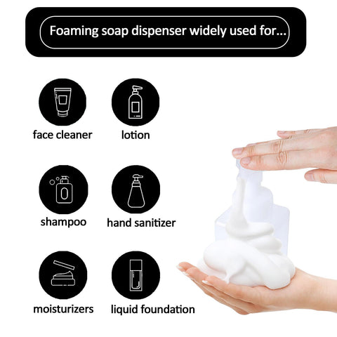 Apstaqeoo Foaming Soap Dispenser, 2Pcs 450ml Hand Soap Dispenser Refillable Foam Soap Liquid Pump Bottles Empty Plastic Shampoo Body Wash Container