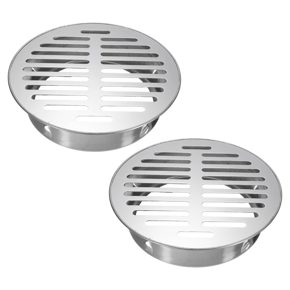 PATIKIL Floor Drain Cover 7.1" x 5.9" (160 Flat Mouth), 2 Pcs 304 Stainless Steel Round Anti Blocking Snap-in Drain Strainers for Outdoor Bathroom