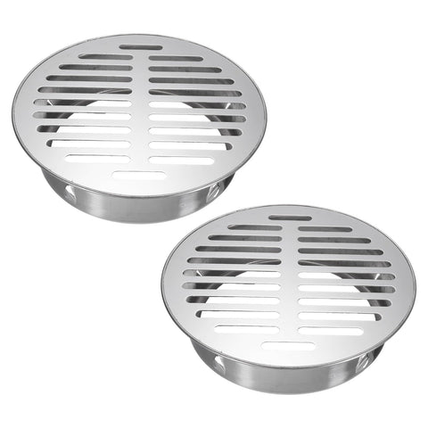 PATIKIL Floor Drain Cover 7.1" x 5.9" (160 Flat Mouth), 2 Pcs 304 Stainless Steel Round Anti Blocking Snap-in Drain Strainers for Outdoor Bathroom