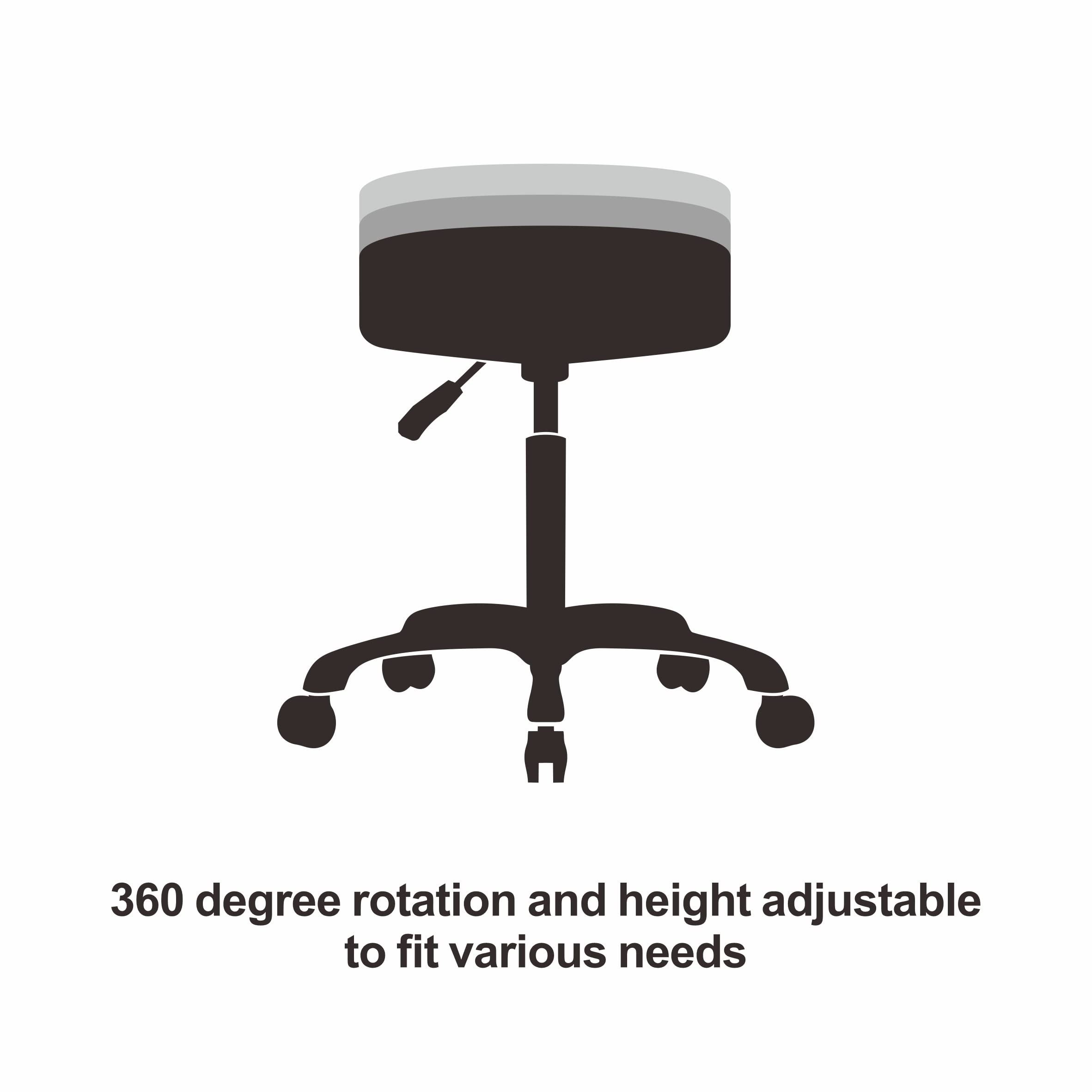 Grace&Grace Adjustable Rolling Stool Chair with Wheels for Massage Beauty Salon Shop Home Kitchen,Heavy Duty Rolling Swivel Stool