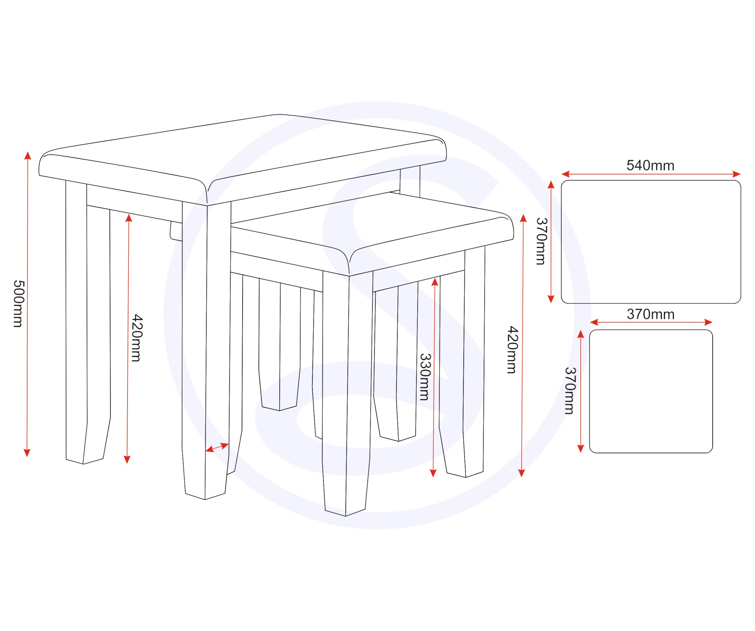 Seconique Windsor Nest Of 2 Tables in Ivory/Oak