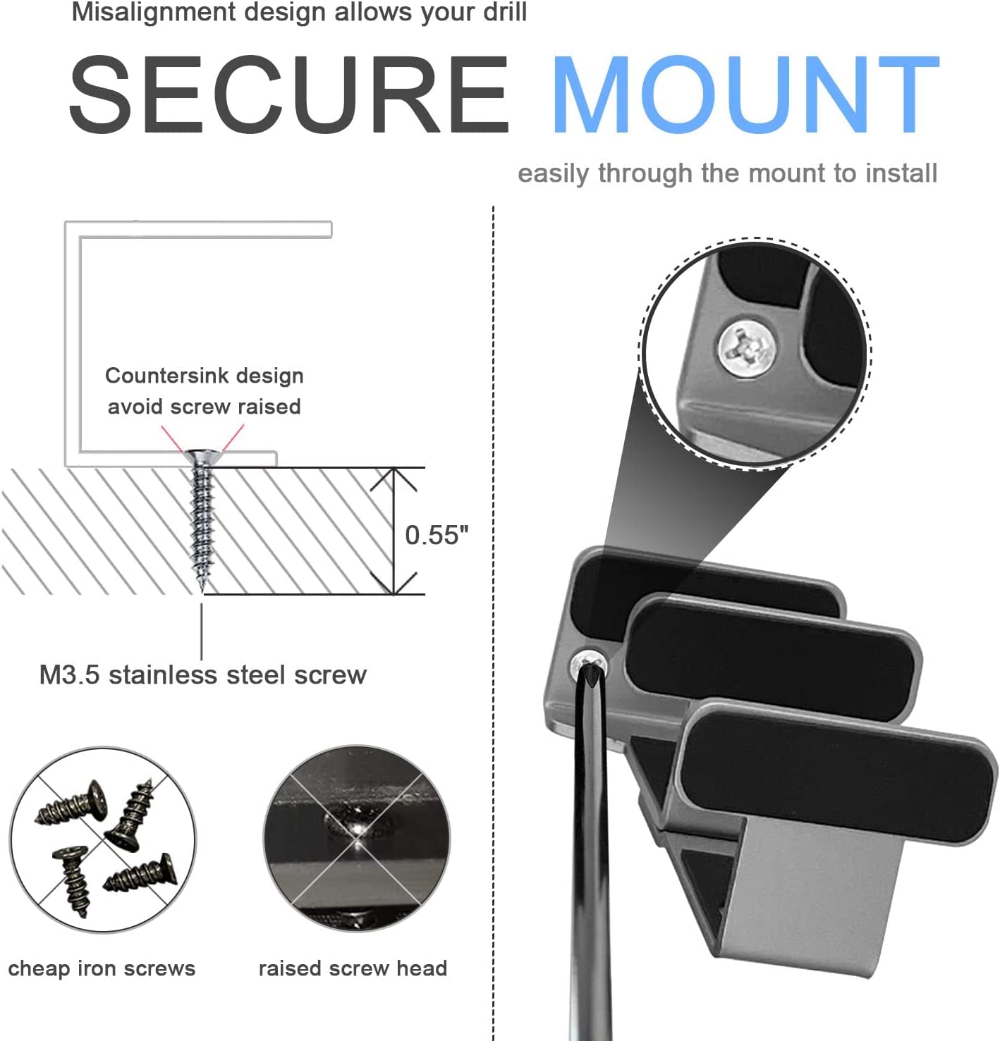 JEMACHE Under Desk Dual Decker Laptop Mount, Hard Aluminum Under Table Desk 2 Tier Holder for Laptop, Mac Mini, MacBook