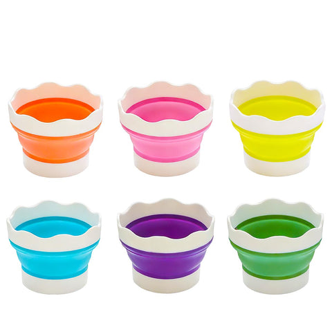YBCCBY 6 Pcs Collapsible Paint Brush Washer, Silicone Paint Water Pots