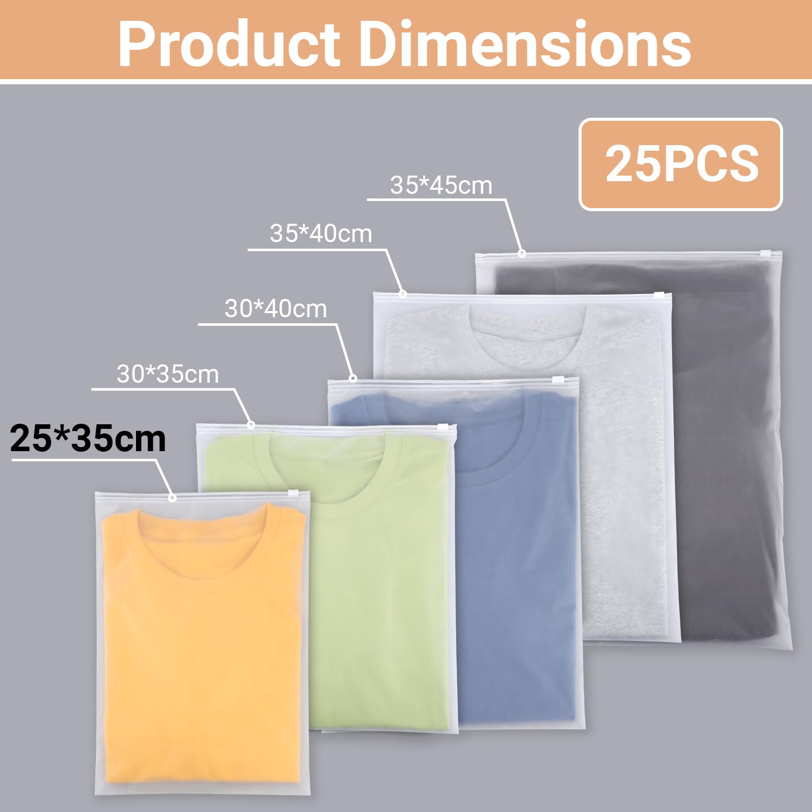 Svaldo Ziplock Bags for Clothes, 50Pcs 25 * 35cm Frosted Clothes Packing Bags, Waterproof and Moth Proof, for Toys, Shoes