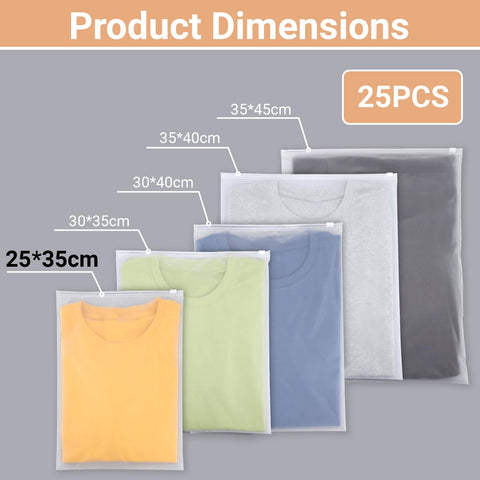 Svaldo Ziplock Bags for Clothes, 50Pcs 25 * 35cm Frosted Clothes Packing Bags, Waterproof and Moth Proof, for Toys, Shoes