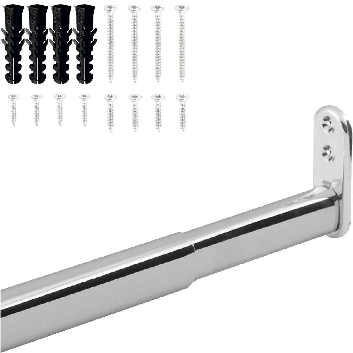 extendable wardrobe tube, 40 - 60 cm, telescopic rod, sturdy niche rod, clothes rail