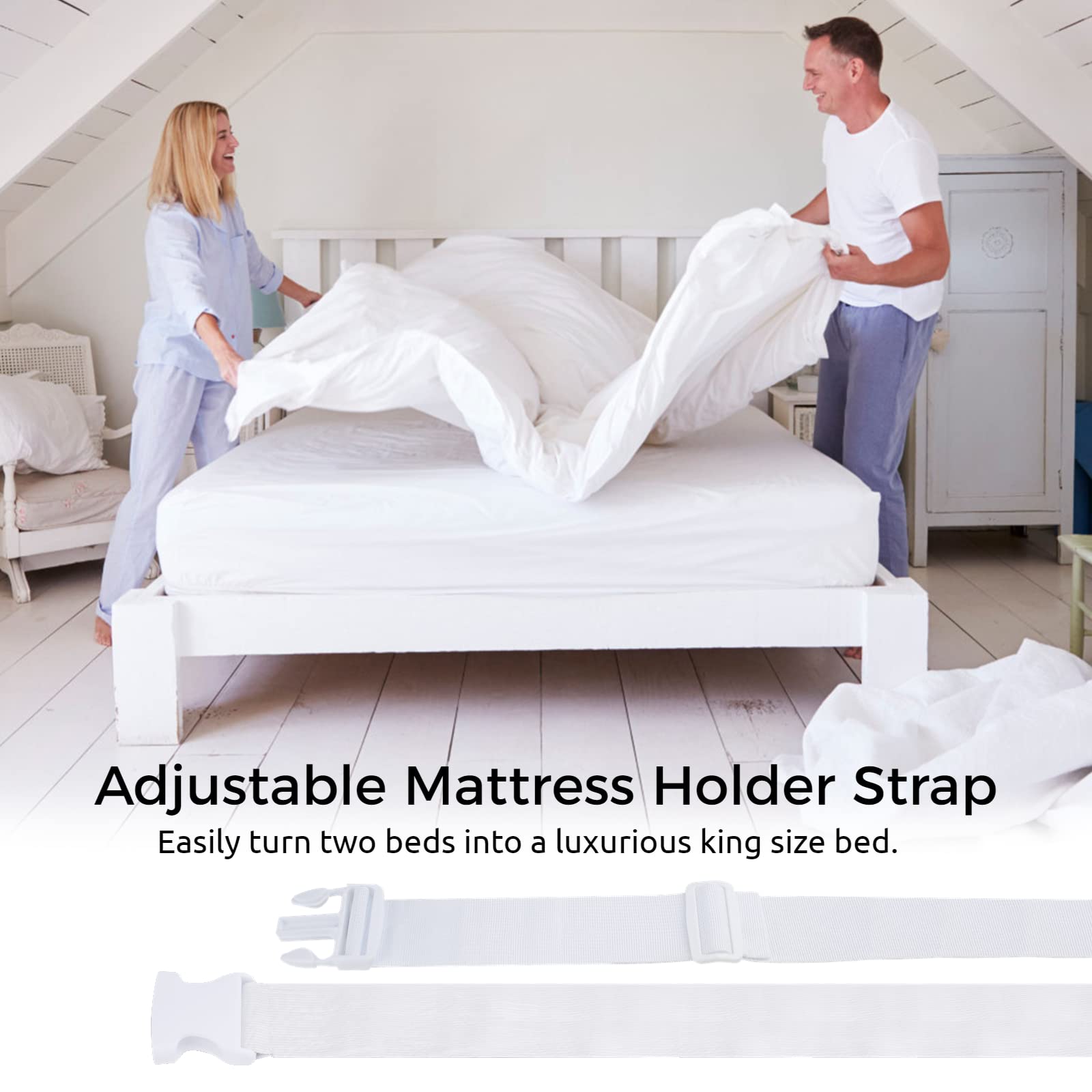 Mattress Holder Strap, Adjustable Bed Connector Band for Two Mattresses