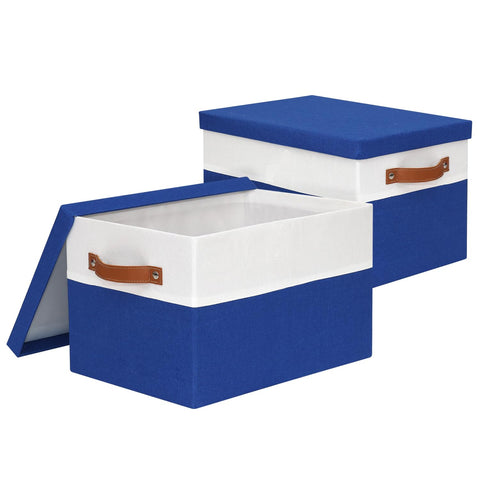 BinWhiz Fabric Storage Bins with Lids, 15x11x9.5 Inch Collapsible Organizer Baskets for Shelves, Closets, Storage Rooms, Home Decor, 2 Pack