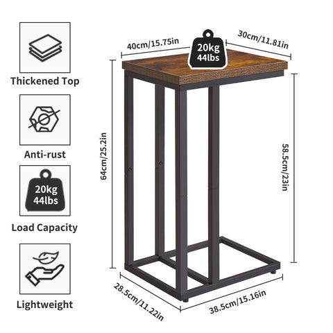 Aibiju C Shaped Side Table, Slide and Sofa Table, Coffee Table with Steel Frame for Living Room, Bedroom, Small Spaces