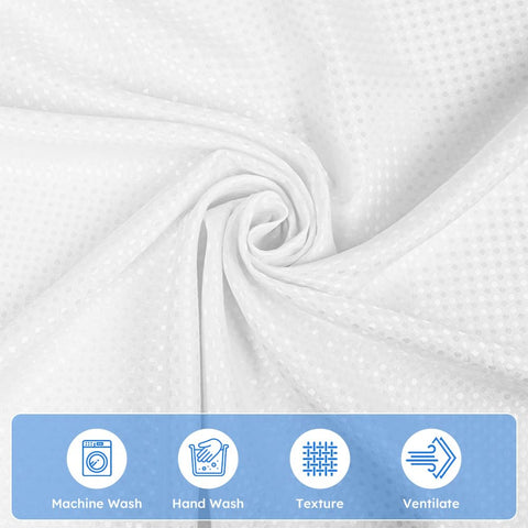 APXEL White Waffle Shower Curtain, Mould Proof Waterproof Shower Curtains