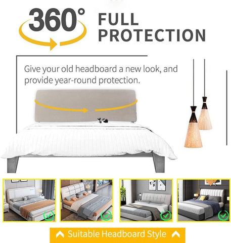 DUJUIKE Bed Headboard Slipcover, Stretch Bed Headboard Cover, Dustproof Protector Cover for Linen Fabric Tufted Upholstered Head Board