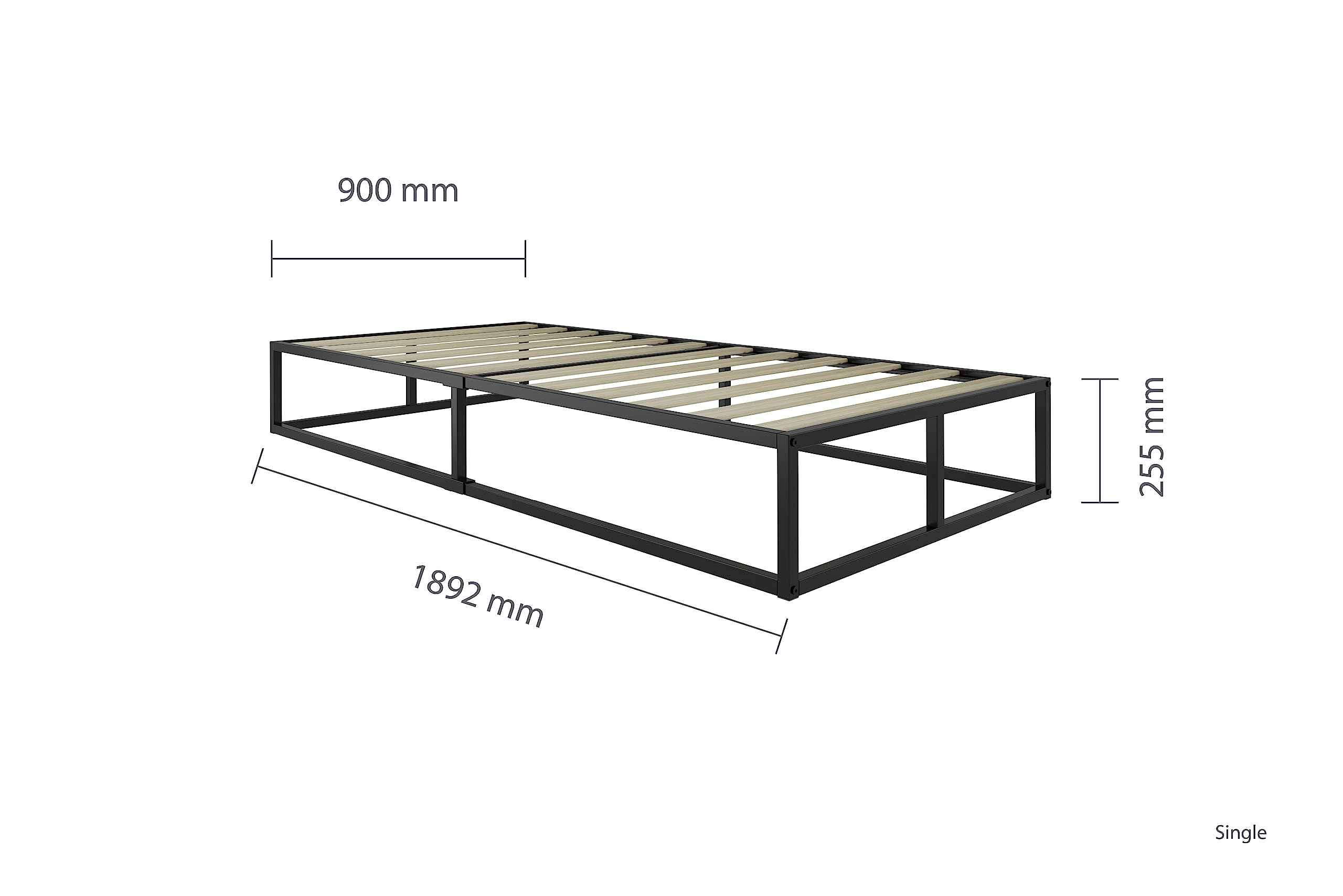 Birlea Soho Single metal platform bed black
