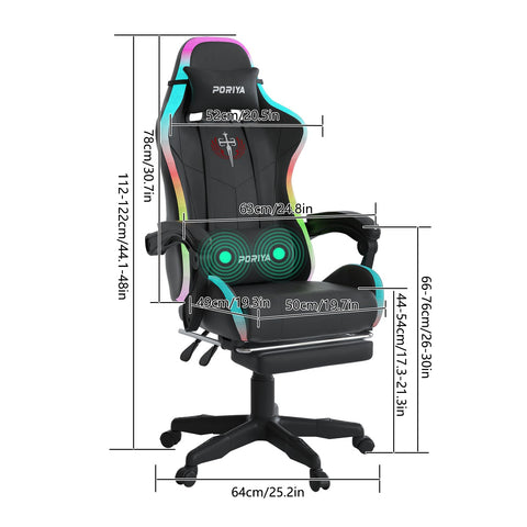 PORIYA Gaming Chair with Adjustable Backrest, Ergonomic Executive Office Chair, Height Adjustable Racing Chair Maximum Gaming Experience