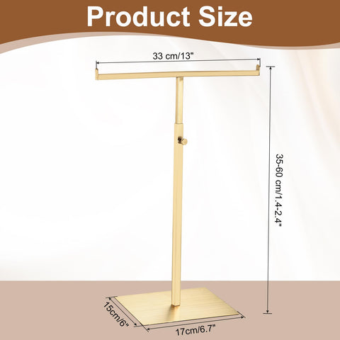 sourcing map Purse Display Stand Stainless Steel T Shaped Handbag Display Stand Adjustable Purse Rack Stand Tabletop Double Hook Holder for Home