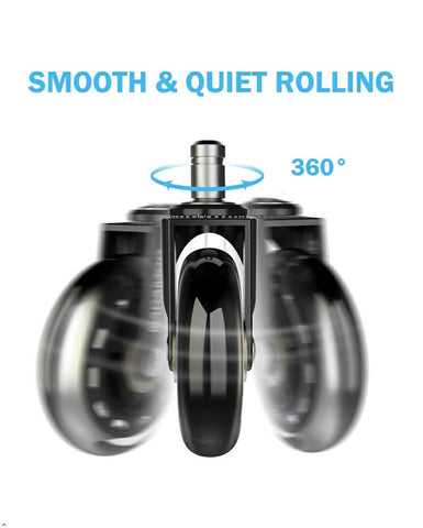 Office Chair Caster Wheels 3" - Heavy Duty Soft PU Rubber Safe for Hardwood Carpet Tile Floors