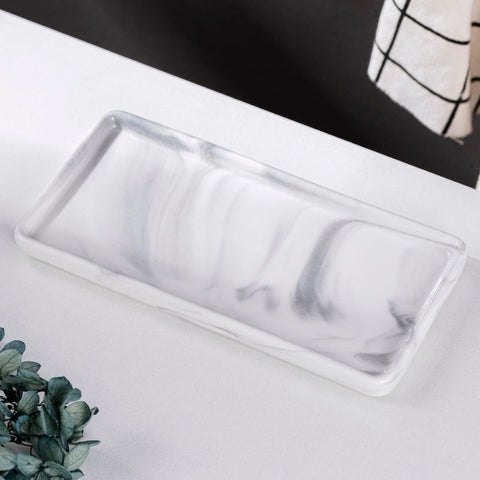 Ceramic trays for cosmetics, jewelry, suitable for organizing dressing tables and bathrooms, trays for toiletries etc (Grey-small)