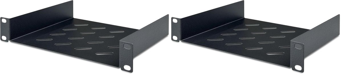 DIGITUS shelf - 1U - 10-inch (254 mm) - For network cabinet - 200 mm deep - Perforated steel sheet - Black (Pack of 2)