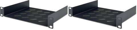 DIGITUS shelf - 1U - 10-inch (254 mm) - For network cabinet - 200 mm deep - Perforated steel sheet - Black (Pack of 2)