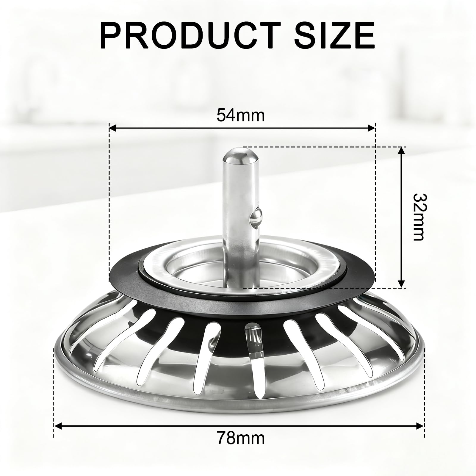 Upgraded Kitchen Sink Plug Strainer Stainless Steel Strainers Sink Plugs Replacement Drain Stopper for Food/Hair Catcher - UK Sinks Hole Diameter
