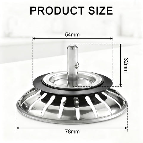 Upgraded Kitchen Sink Plug Strainer Stainless Steel Strainers Sink Plugs Replacement Drain Stopper for Food/Hair Catcher - UK Sinks Hole Diameter