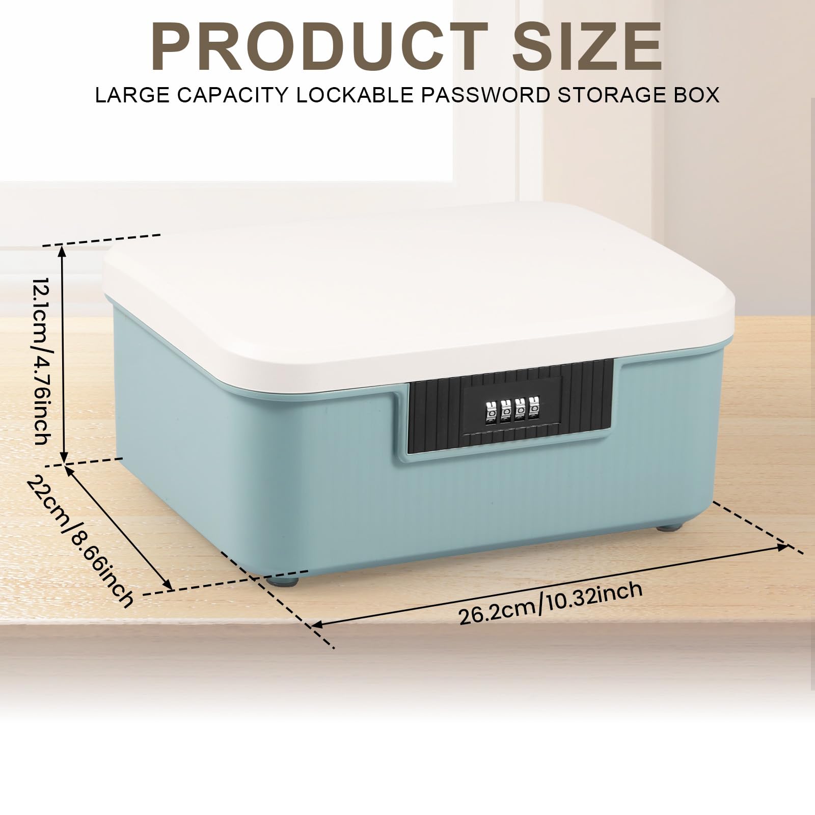 Dandelionsky Lockable Box Large Medicine Box with Combination Lock, 25×20×10cm Fridge Box with Built in Removable Tray