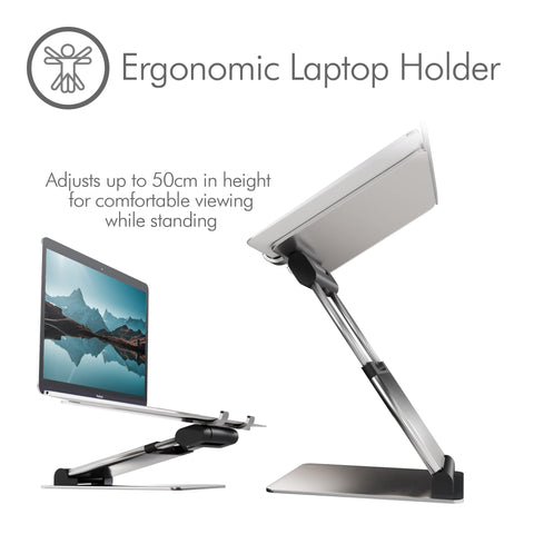 Desire2 Supreme Sit-Stand Laptop Stand | Adjustable Laptop Stand for Desk | Ergonomic Laptop Holder with Quick Release