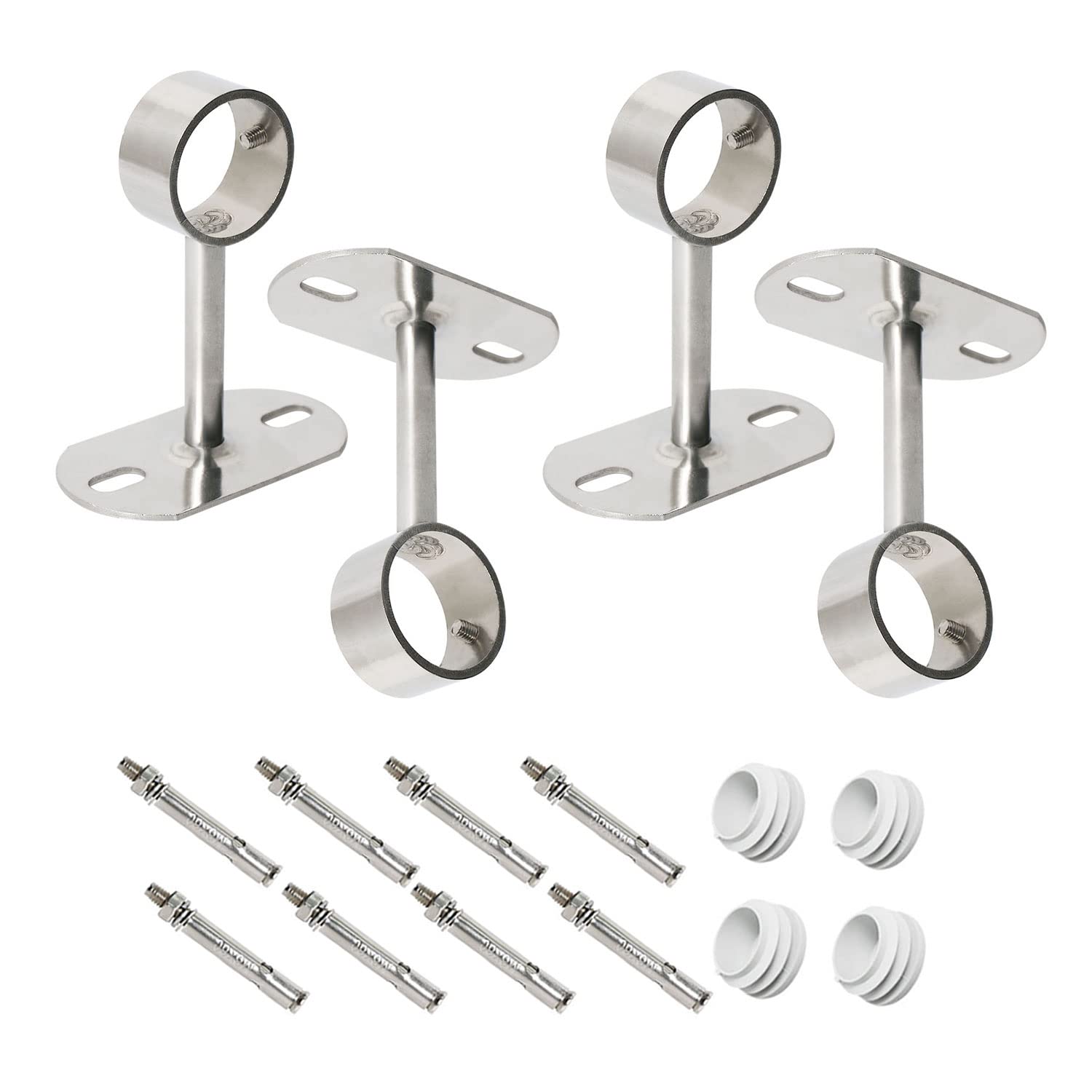 Ohamtes 4Pcs ID32mm(1-1/4"), L100mm, clothes rail mounting bracket, shower curtain closet tie rod support frame, curtain rod flange socket