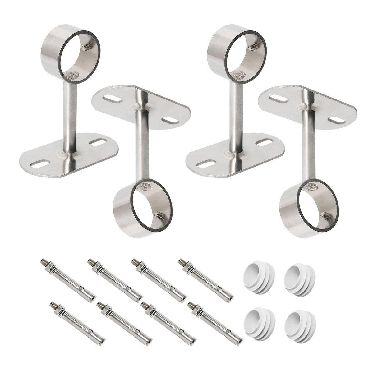 Ohamtes 4Pcs ID32mm(1-1/4"), L100mm, clothes rail mounting bracket, shower curtain closet tie rod support frame, curtain rod flange socket