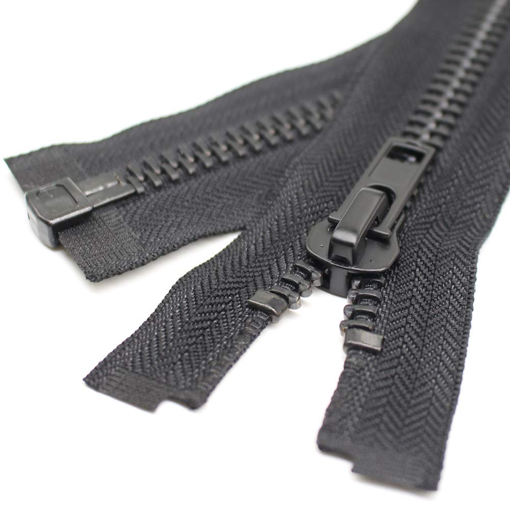 YaHoGa 38 cm #10 Large Zip Metal Zip Separable Zip for Coat, Jacket (Black)
