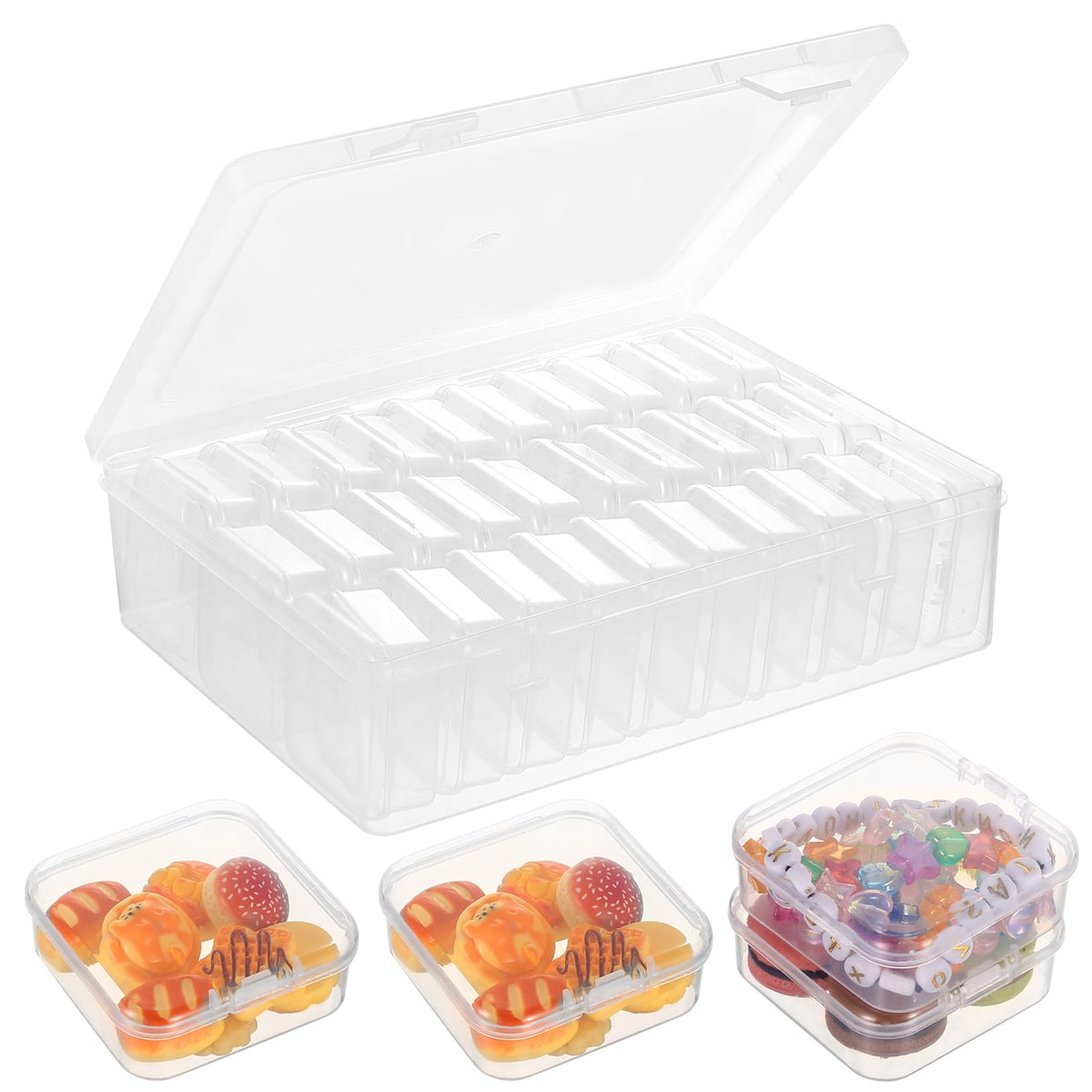 SHUTIANYA Plastic Bead Storage Box Organiser, Craft Storage Box with 30 Small Boxes