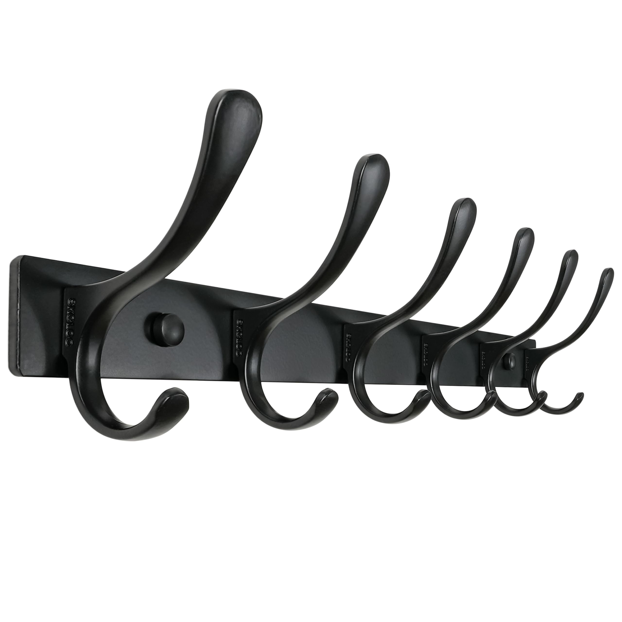 SKOLOO Coat Rack Wall Mounted - 6 Hooks, Heavy Duty, Stainless Steel, Metal Wall Coat Hanger, Sturdy Wall Hooks for Hanging Coat, Jacket, Clothes